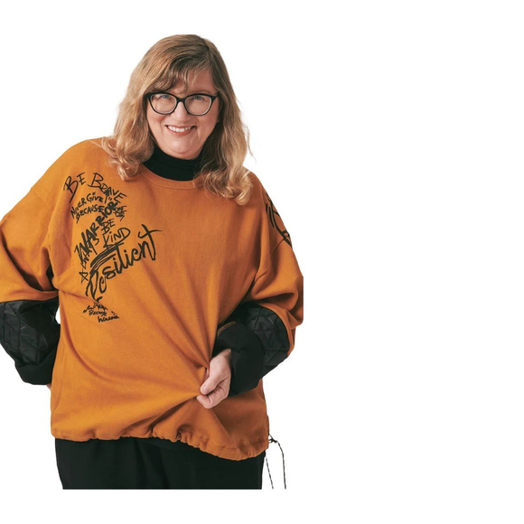 The Power Of Words Thale Blanc Resilient Crewneck Sweatshirt Quilted Sleeve Med - Picture 2 of 10